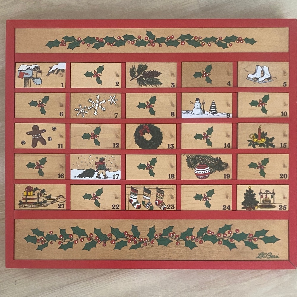 L.L. Bean Festive Advent Calendar with a sweet little ornament behind each door!